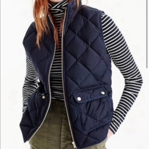 J. Crew Excursion Quilted Down Filled Puffer Vest Size XXS Navy Blue - Picture 1 of 11